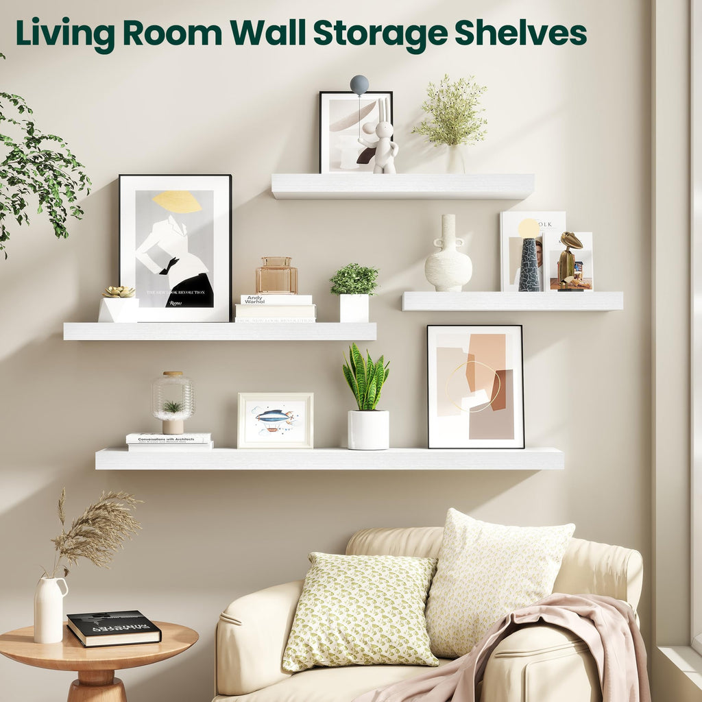 Floating Shelves for Wall, 16 Inch x 8 Inch Deep Wall Mounted Wood Shelf with Invisible Brackets for Storage &
