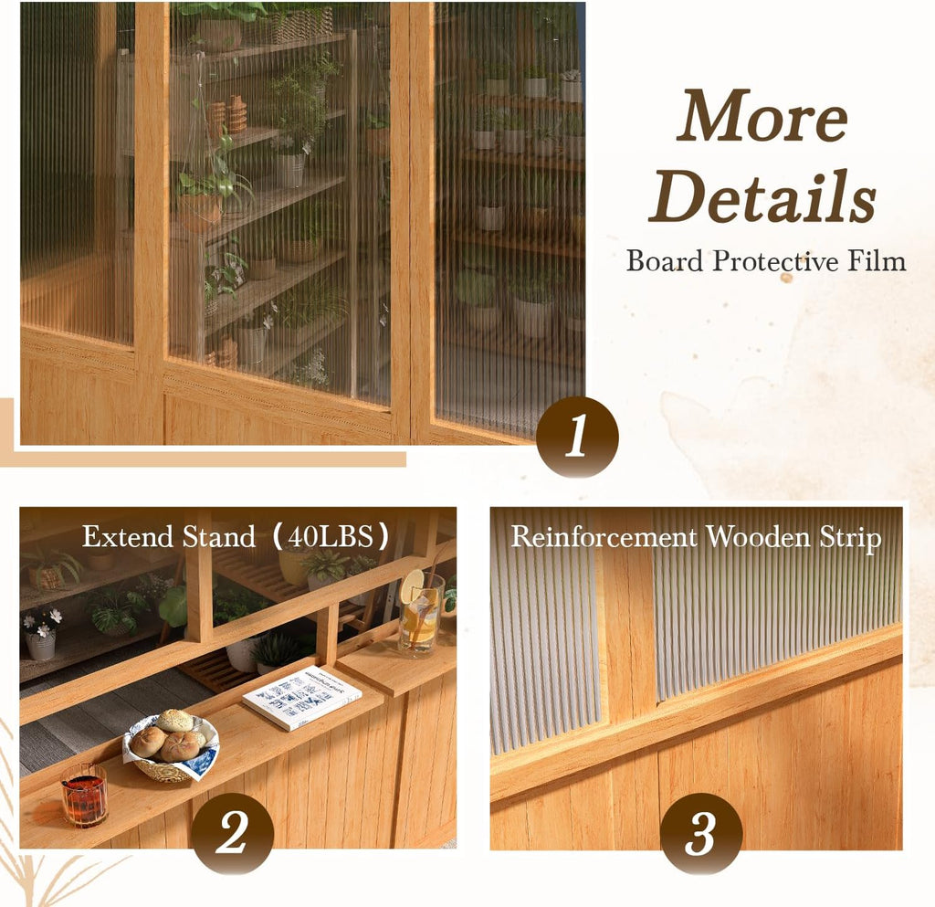 6x10 Ft Wood Greenhouse for Outdoors | Walk-in Green House w/ Openable Window & Lockable Door, Heavy Duty Reinforced