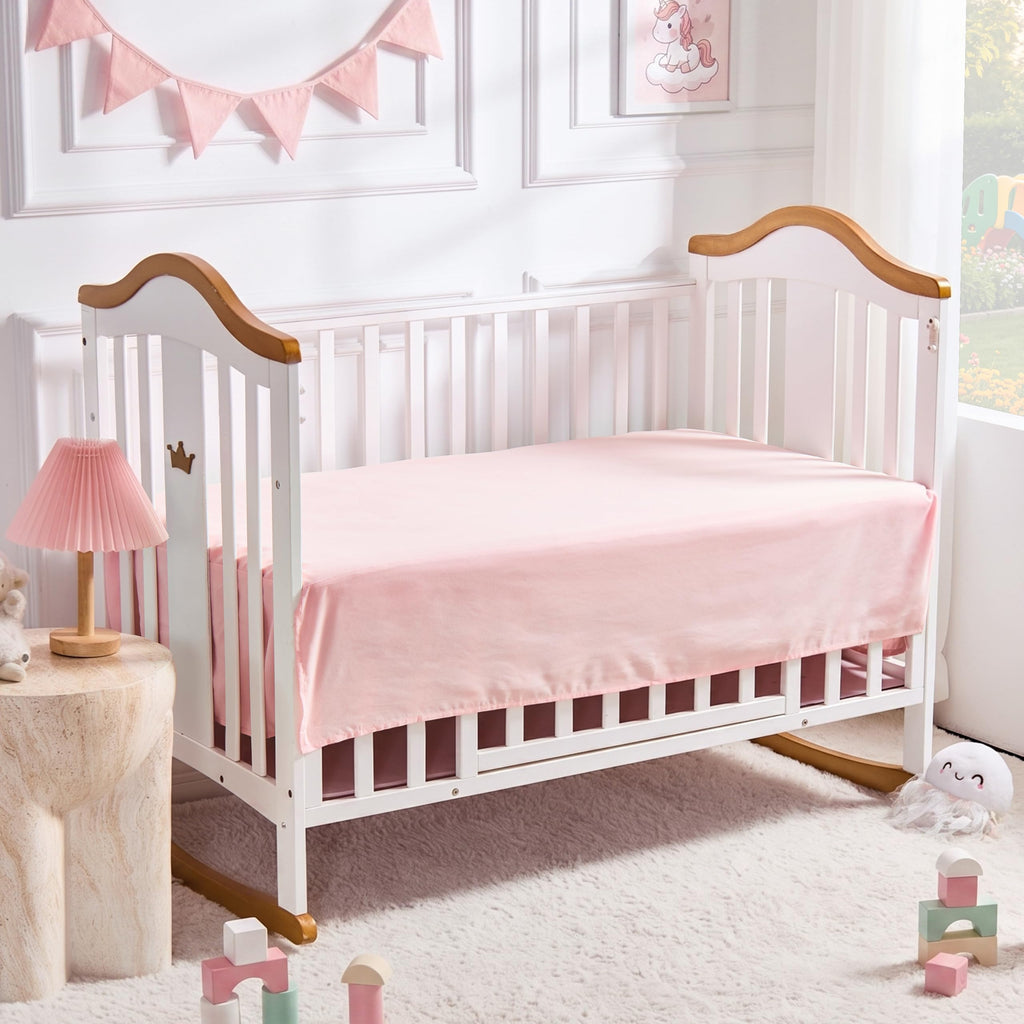 Princess Crib Bedding Set for Girls, 3 Piece Ruffles Jacquard Embroidery Baby Girl Crib Bedding Set Newborn, Infant &