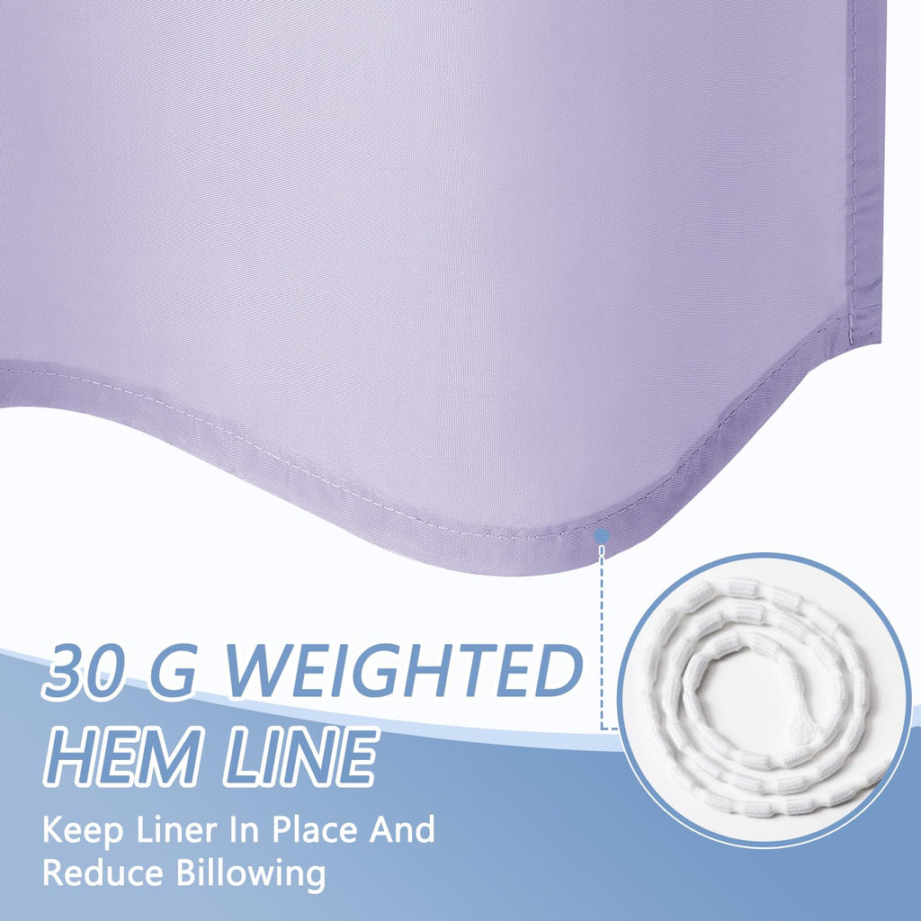 Extra Wide 108x72 Shower Curtain Liner Purple Fabric, Commercial Polyester Liner, Triple Waterproof Coating, Industrial