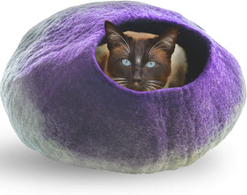 Premium Wool Cat Cave Bed (Large) | with 100% Natural Merino Wool | Eco Friendly Felt Cat Cave for Cats and Kittens