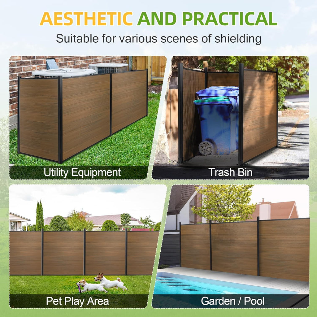 Privacy Fence Panels for Outside,6ft(W) x 6ft(H) Outdoor Privacy Panels with 2 Posts,Wind Resistant Wood Plastic