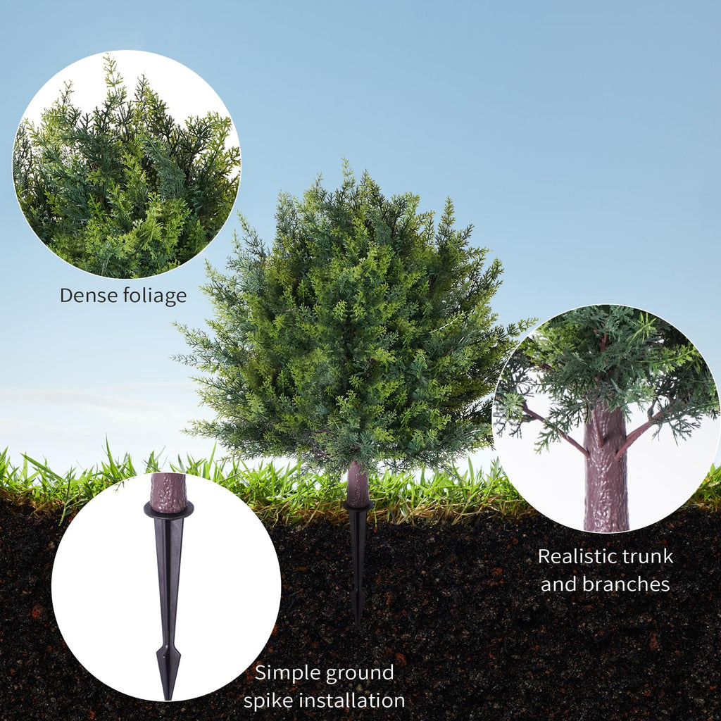 2 Pack Artificial Cypress Topiary Shrubs, UV Resistant Evergreen Plants, Faux Urn Filler Artificial Shrubs, Indoor