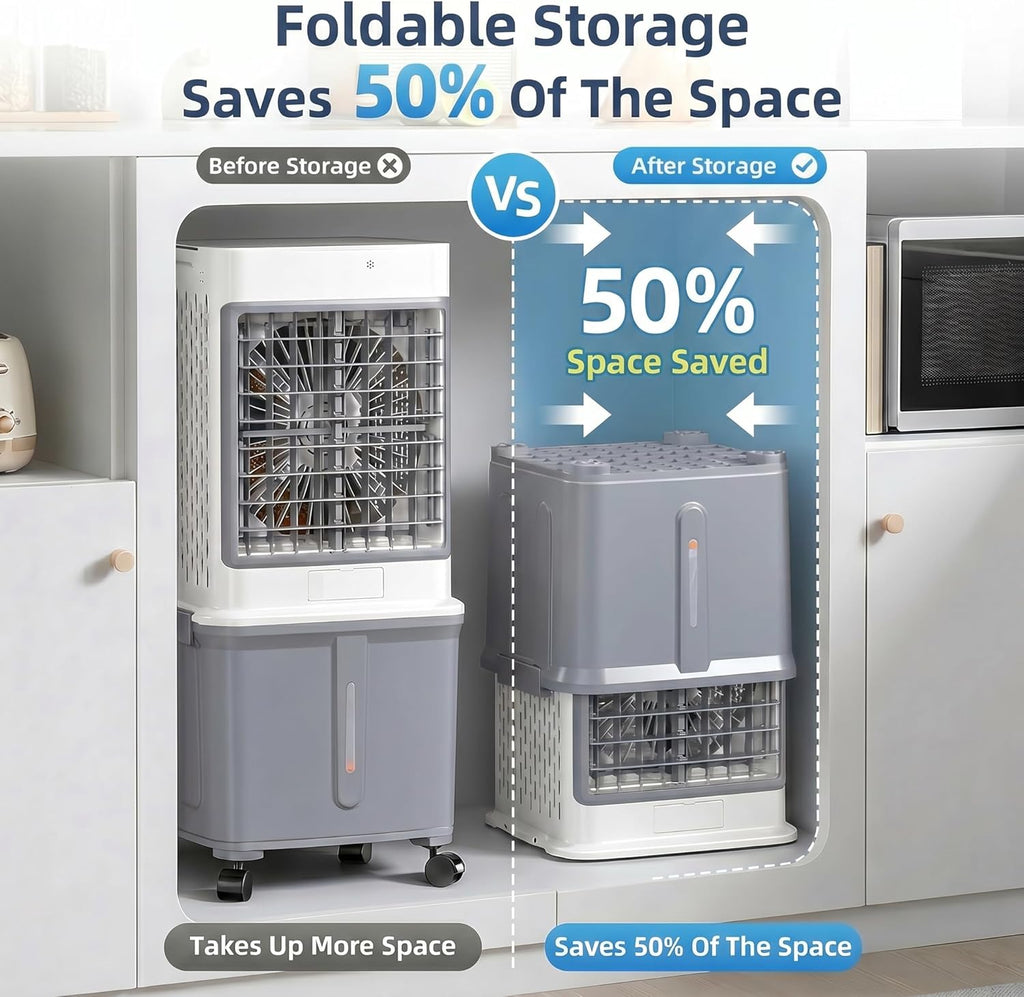 Upgraded Cooling 10 Gallon Evaporative Air Cooler, Swamp Cooler with 120° Oscillation, 7-Hour Timer, Remote Control