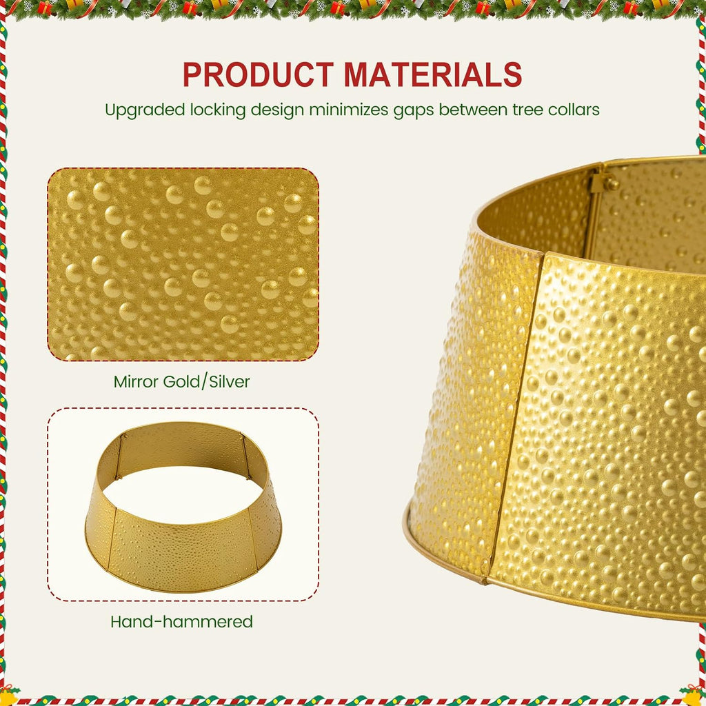26inch Metal Christmas Tree Collar, 4-Panel Base Cover for 7.5ft Artificial Trees, Rustproof & Easy Assembly, Sturdy