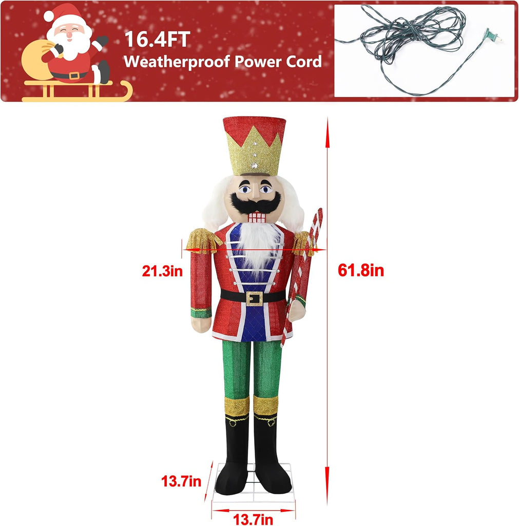 5 FT Lighted Nutcracker Outdoor Christmas Decorations, Christmas Decoration Outside with 100 Lights, Holiday Outdoor
