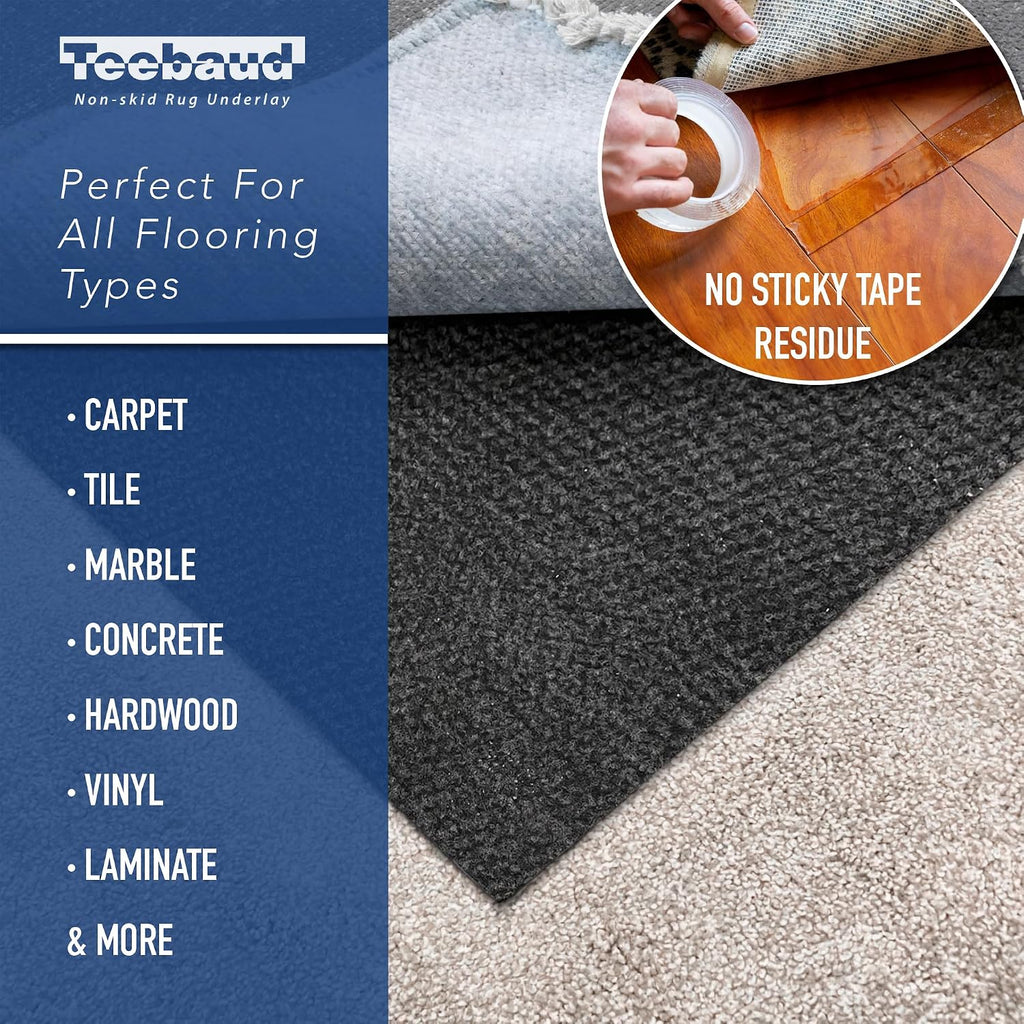 5' x 7' Non-Slip Rug Pad, Reversible Gripper, Non Skid Pads for Hardwood, Vinyl, Tile, Laminate Floors, Keep Area - Set of 35