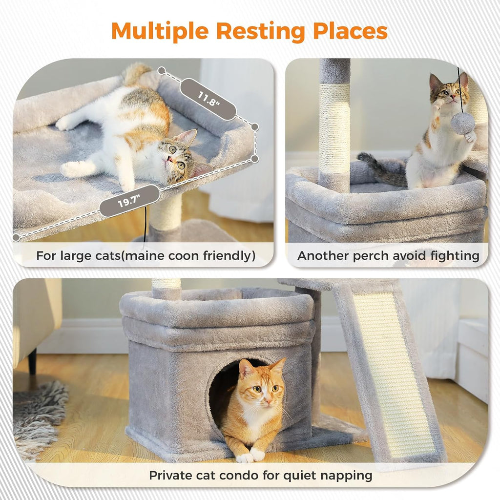 Cat Tree for Small Medium Cats, Gray Cat Tower for Indoor Cats