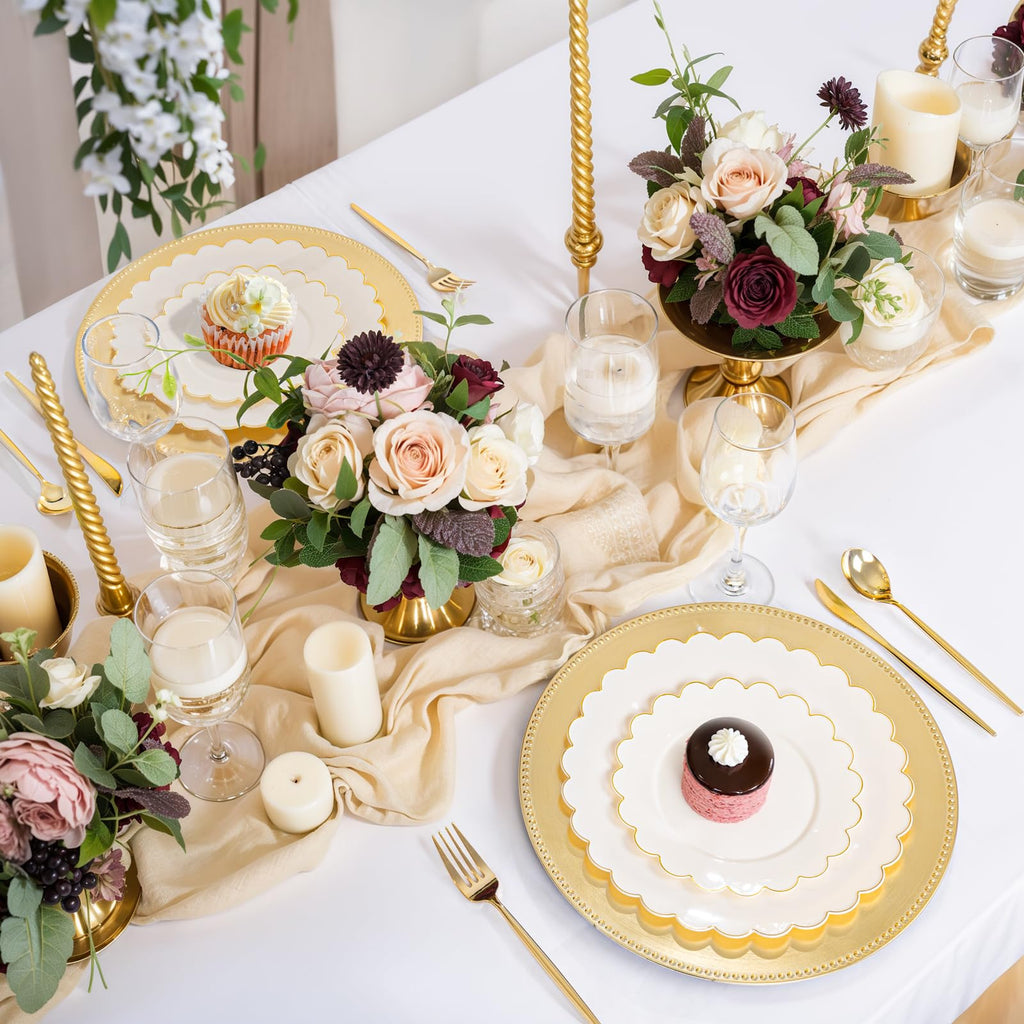 24 Pcs Plastic Round Charger Plates 13'' Chargers for Dinner Plate Great for Table Setting Wedding Party Decoration