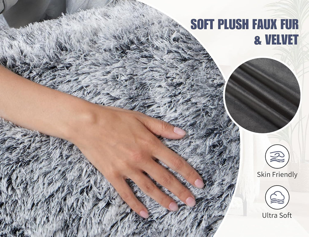 Fluffy Full Body Pillow, Long Pillow for Sleeping,Dark Gray 20x54 | Large pillow, Removable Cover and Filling with
