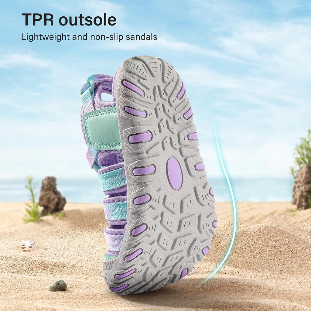 Girls Closed-Toe Water Sandals Hiking Beach Sandals