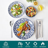 SELENE Plates and Bowls Set for 4, 12 Pieces Dinnerware Sets, Mircowave and Dishwasher Safe Dishes Set
