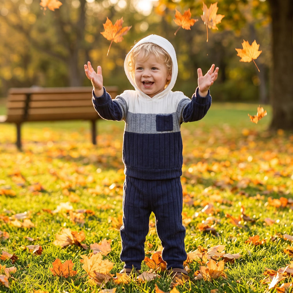 Toddler Baby Boy Outfit Long Sleeve Hoodie and Pants Fall Winter Clothes Blue