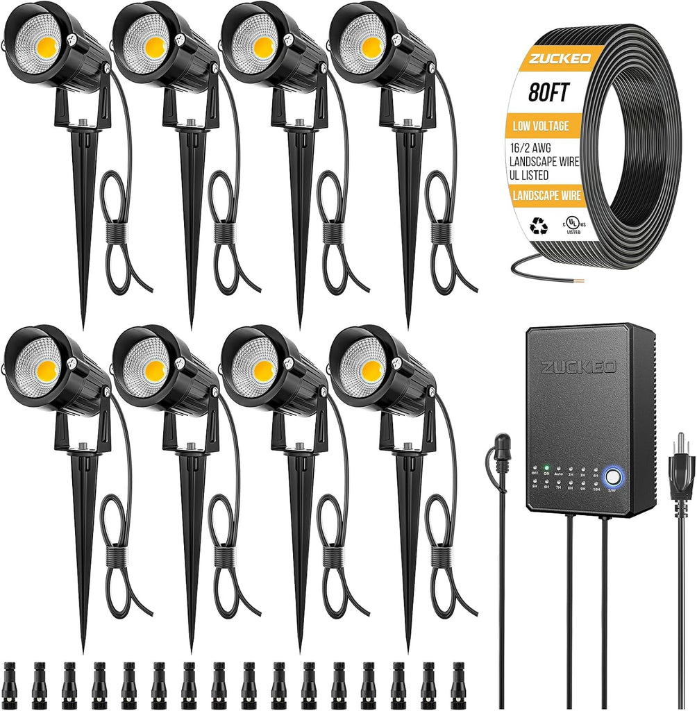 All-in-One Landscape Lighting Kit, 5W LED Low Voltage Landscape Lights with Transformer and 80FT Wire, Waterproof