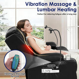 Redlife Power Loveseat Recliner Sofa with Console, PU Leather Dual Reclining Couch with Blue LED Lights