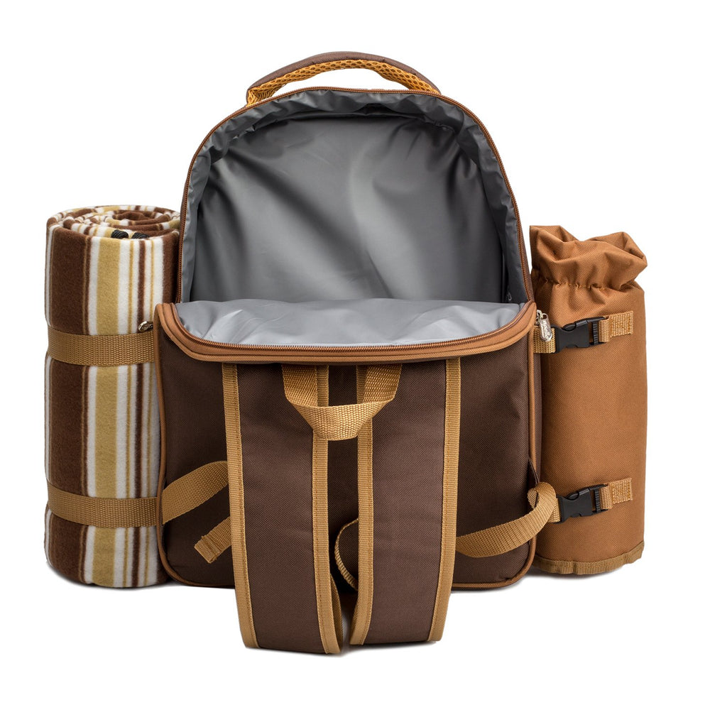 Backpack, 2-Person with Blanket & Wine, Family & Lovers Gift, Brown