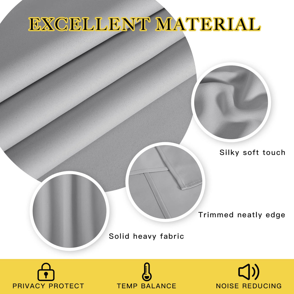 Blackout Curtain & Drape 84 inch Length - (Silver Grey Color) Noise Reducing Drapery /Farmhouse, 52 inch Wide, Sold