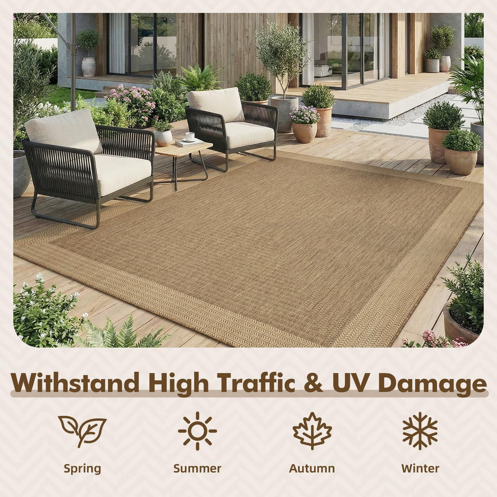 Outdoor Rug-Patio Rug Polypropylene Indoor Outdoor Rugs Outdoor Carpet Deck Balcony Porch, Textured Weave