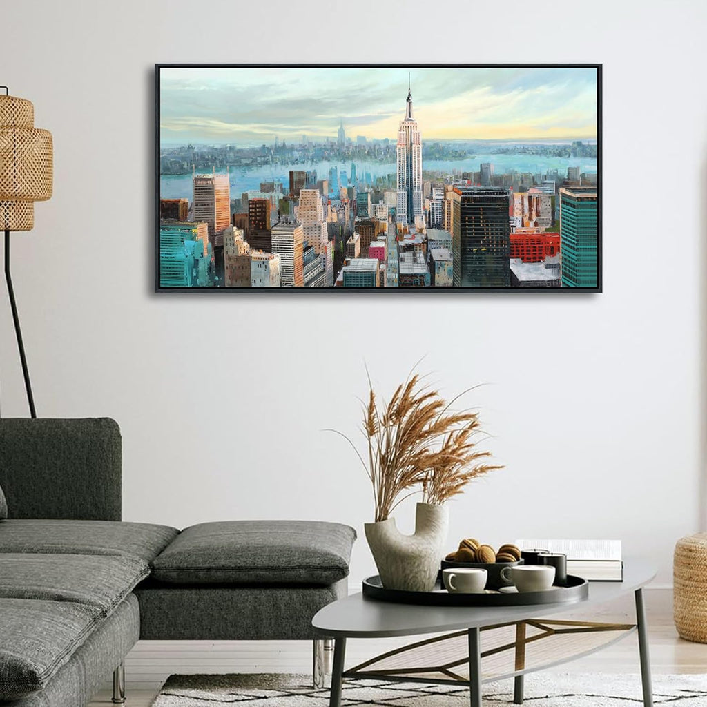 Abstract Wall Art - Modern New York City Wall Art Large Canvas Pictures Bedroom, Wall Decor Framed Painting Elegant