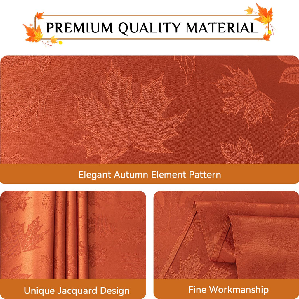 Fall Jacquard Rectangle Tablecloth, 60 x 102 Inch Burnt Orange