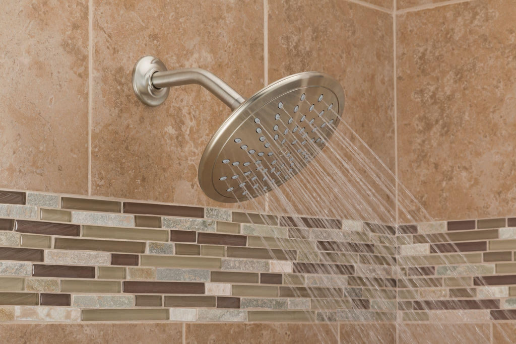Brushed Nickel 8-Inch Fixed Single Function Round Wide Rainshower Showerhead, 2.5 GPM, 6345BN