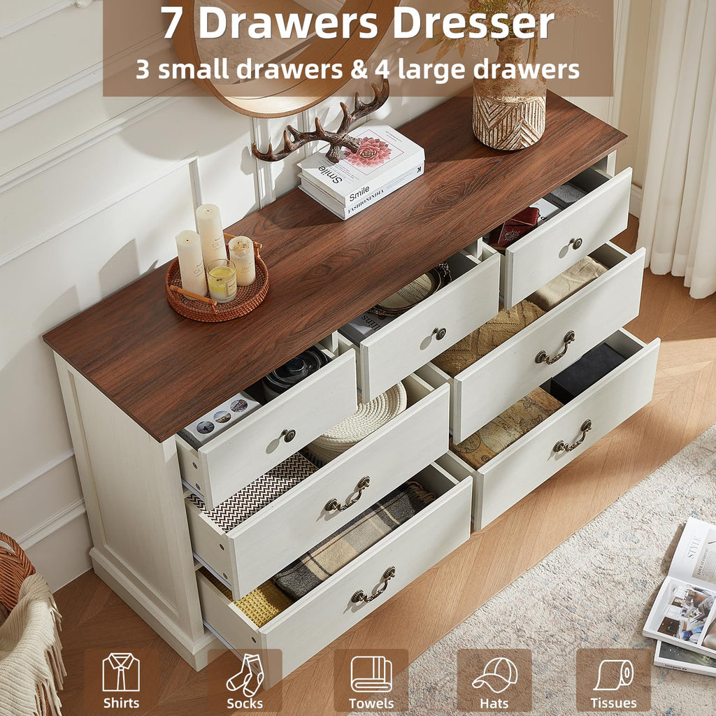 Farmhouse 7 Drawer White