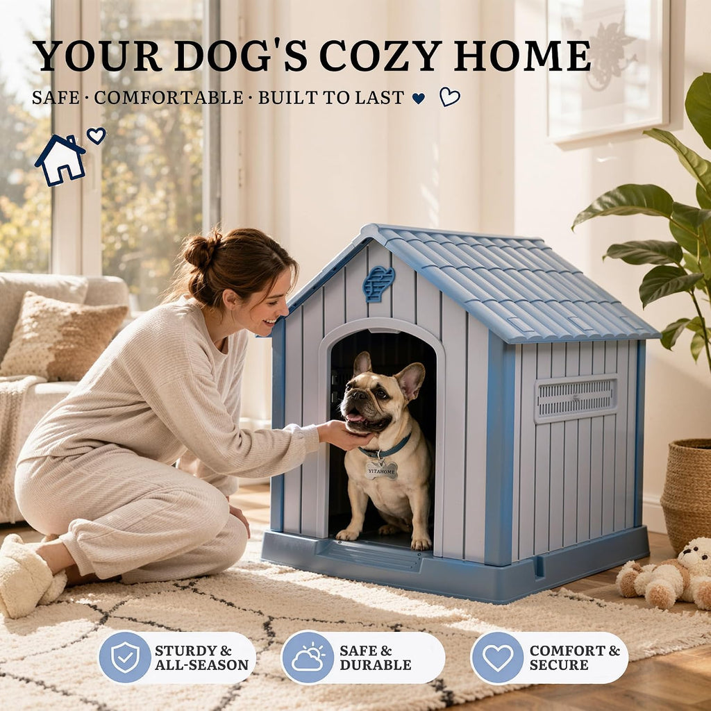 32" Dog House w/Air Vents Elevated Floor, in/Outdoor PP Dog House