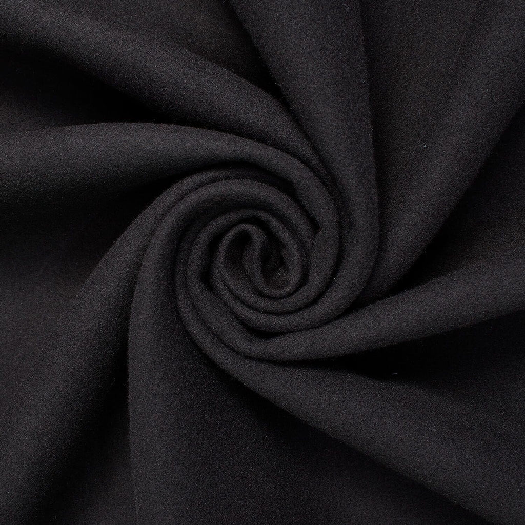 Brushed Wool Fabric Heavyweight Thick 59 Inch 370 GSM Polyester Coating Woolen By The Yard - Black (1 Yard)