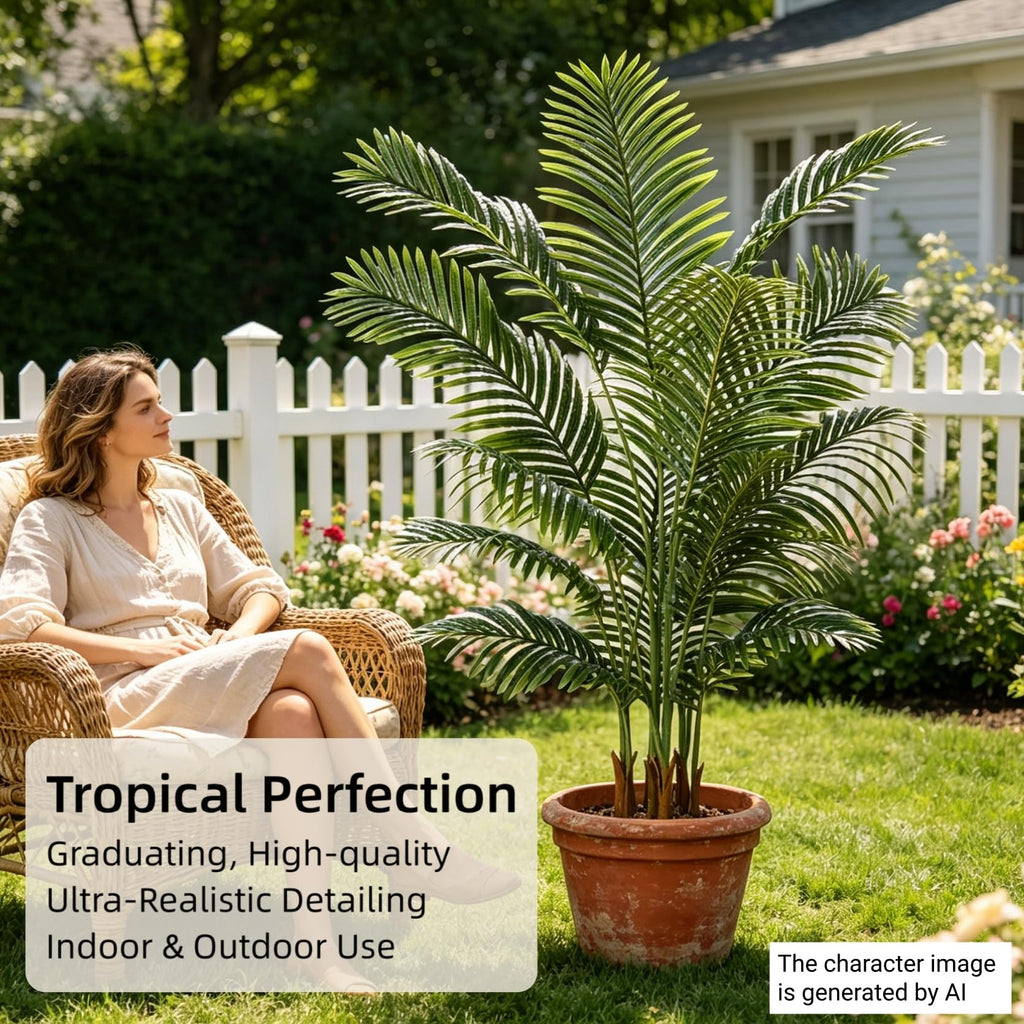 5FT Artificial Palm Trees 2 Pack, Lifelike Tropical Cane Palm