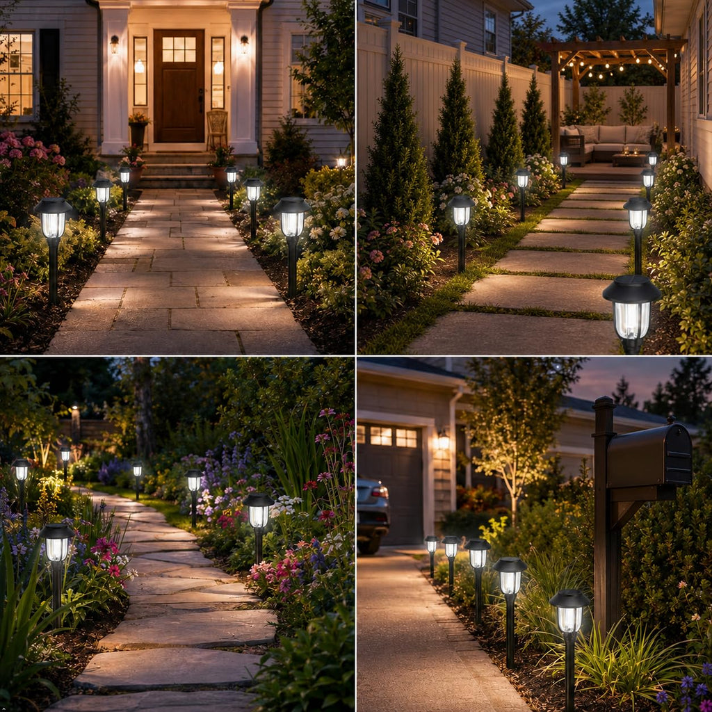 Solar Lights Outdoor 8 Pack, Cool White Solar Pathway Lights, Auto On/Off,Waterproof Solar Powered LED Landscape