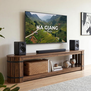 82.68 Inch TV Stand for TVs up to 90 Inch, Long TV Console Table | 2-Tier Storage Media Entertainment Center for