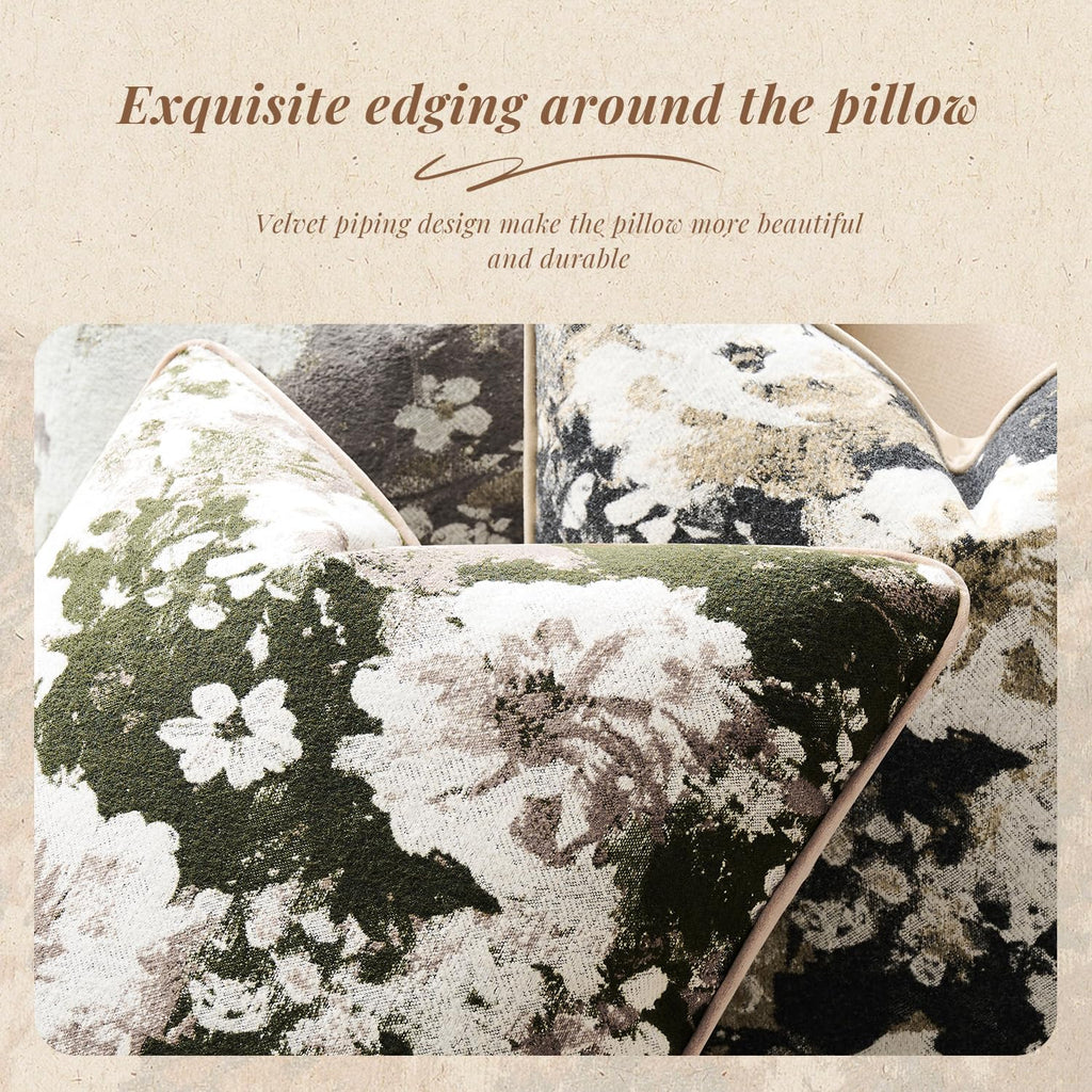 Vintage Floral 24x24 Inch Euro Pillow Cover 1 Pack, Beige