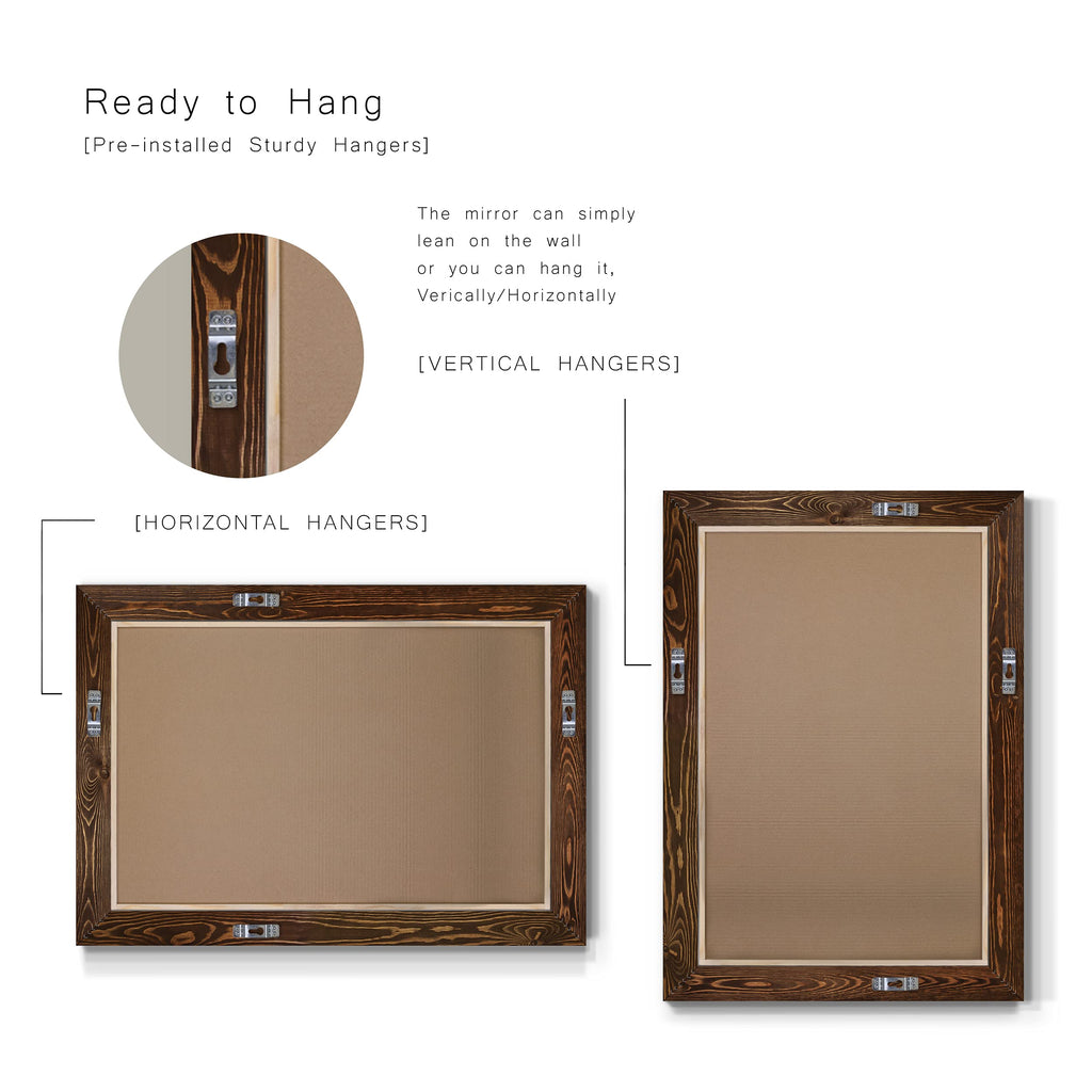 Maple Rustic Mirror Rectangular Barnwood Framed Wall Mirror Decor, Vertical or Horizontal Hanging, 41x29