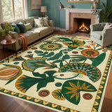 Egypt Floral Boho 9x12 Rugs for Living Room, Large Beige Washable Area Rug for Bedroom Dining Room T