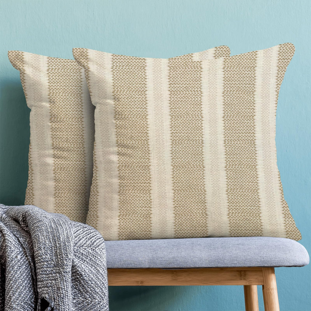 Boho Pillow Covers 18x18 Set of 2 Brown Stripes Throw Pillow Covers Outdoor Decoration Bohemian Style Modern Abstract