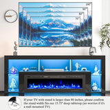 94.5 Inch Fireplace TV Stand for TVs up to 100 Inches, Gaming LED Entertainment Center with 50 Inch Electric Fireplace, High Gloss Media Console, Black