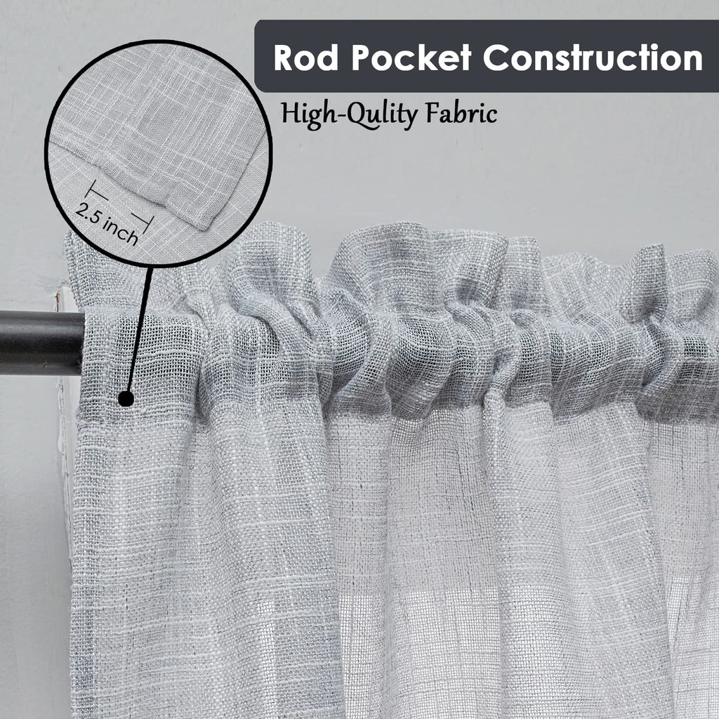 Beda Home Tassel Linen Textured Swag Curtain Valance, Lt Grey, 36 x 45 in