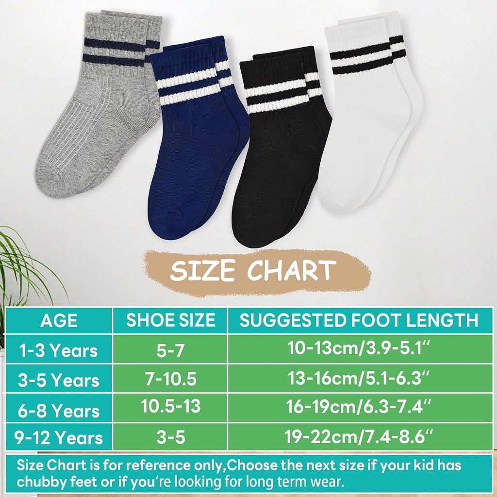 12 Pairs Kids Socks Cotton Athletic Socks for Boys