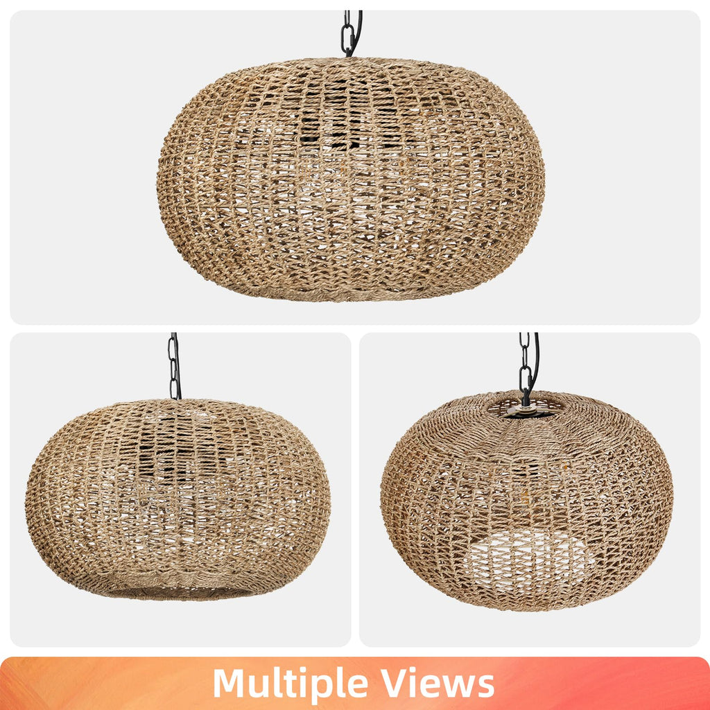 3-Light Natural Rattan Pendant Lighting Island