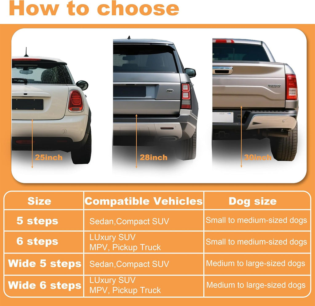 Dog Ramp for Car Truck and SUV Dog Stairs for Large Dogs Folding Pet Stairs with Non-Slip Rug Surface Supports Up to