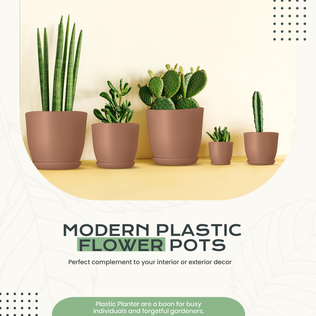 Plant Pots Indoor with Drainage 10 Pack Multi-Size Planters Set Terracotta
