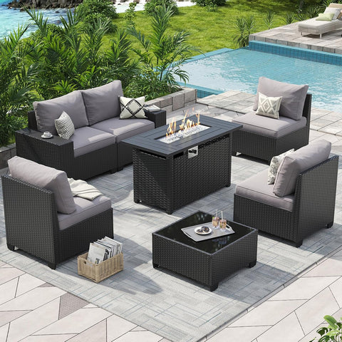 Aoxun Outdoor Patio Furniture Set with 44'' Fire Pit Table