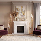 2 Pcs Extra High 50'' Floor Candelabra 9 Arm Gold Candle Holders Tall Floor Candle Holder with Acrylic