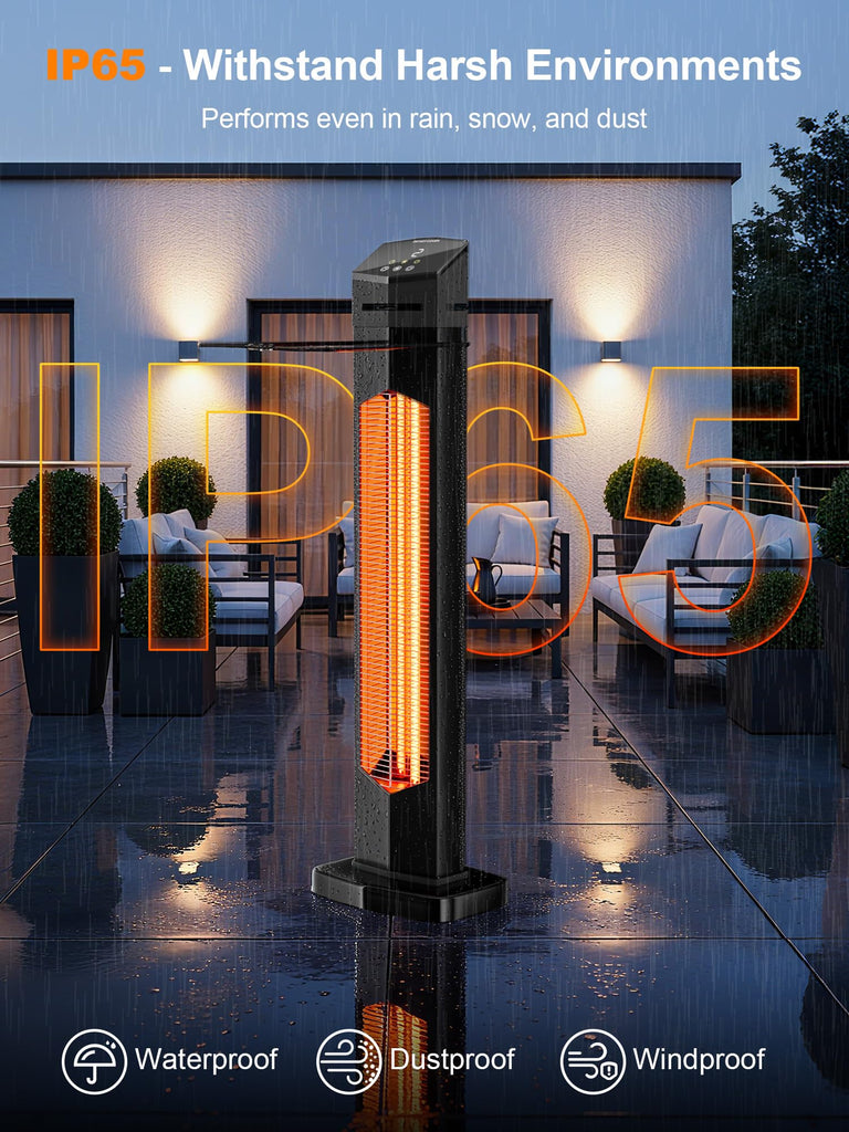 37" Outdoor Heaters , Electric Patio Heater with Remote, 12H Timer, IPX5 Waterproof, Tip-Over & Overheat Protection