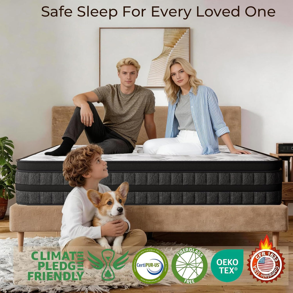 California King Size Mattress 12 Inch Hybrid Cal King Mattress in a Box with Memory Foam and Pocket Springs for