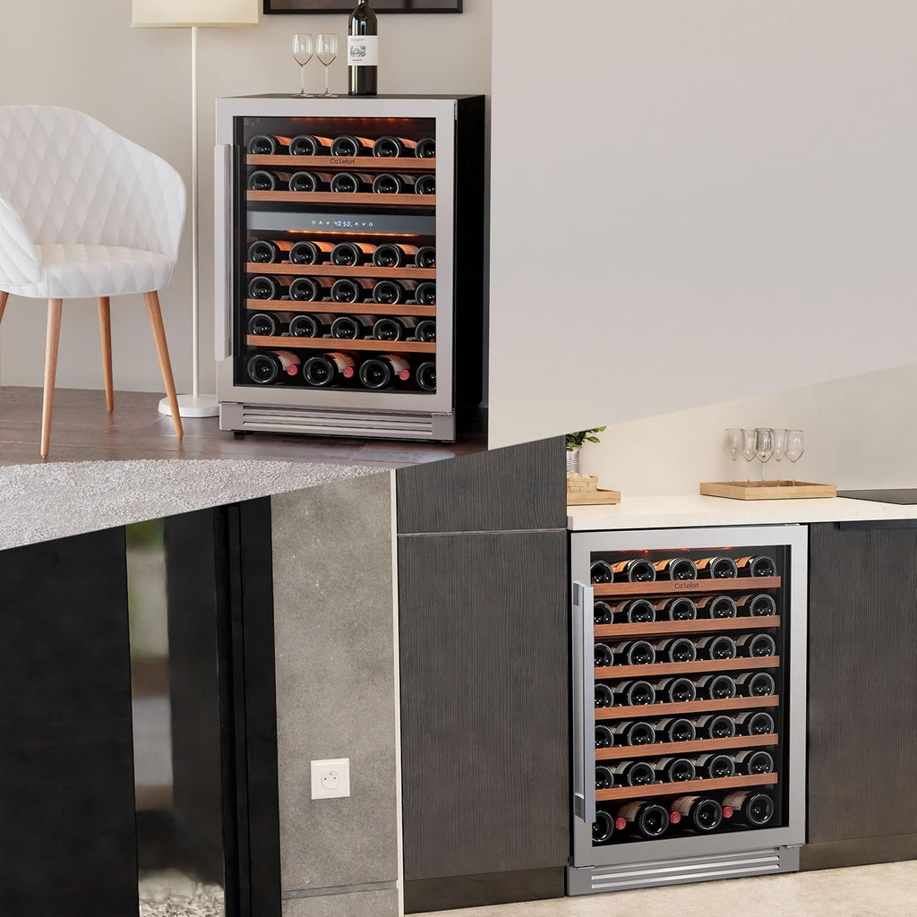 Wine Fridge & Cooler - 24 Inch 52 Bottle Wine Cooler Refrigerator, 40-65°F Dual 