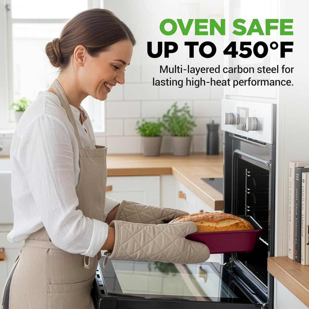 8-Piece Nonstick Stackable Bakeware Set - PFOA, PFOS, PTFE Free Pan Set w/Non-Stick Coating, 450°F Oven Safe, Round