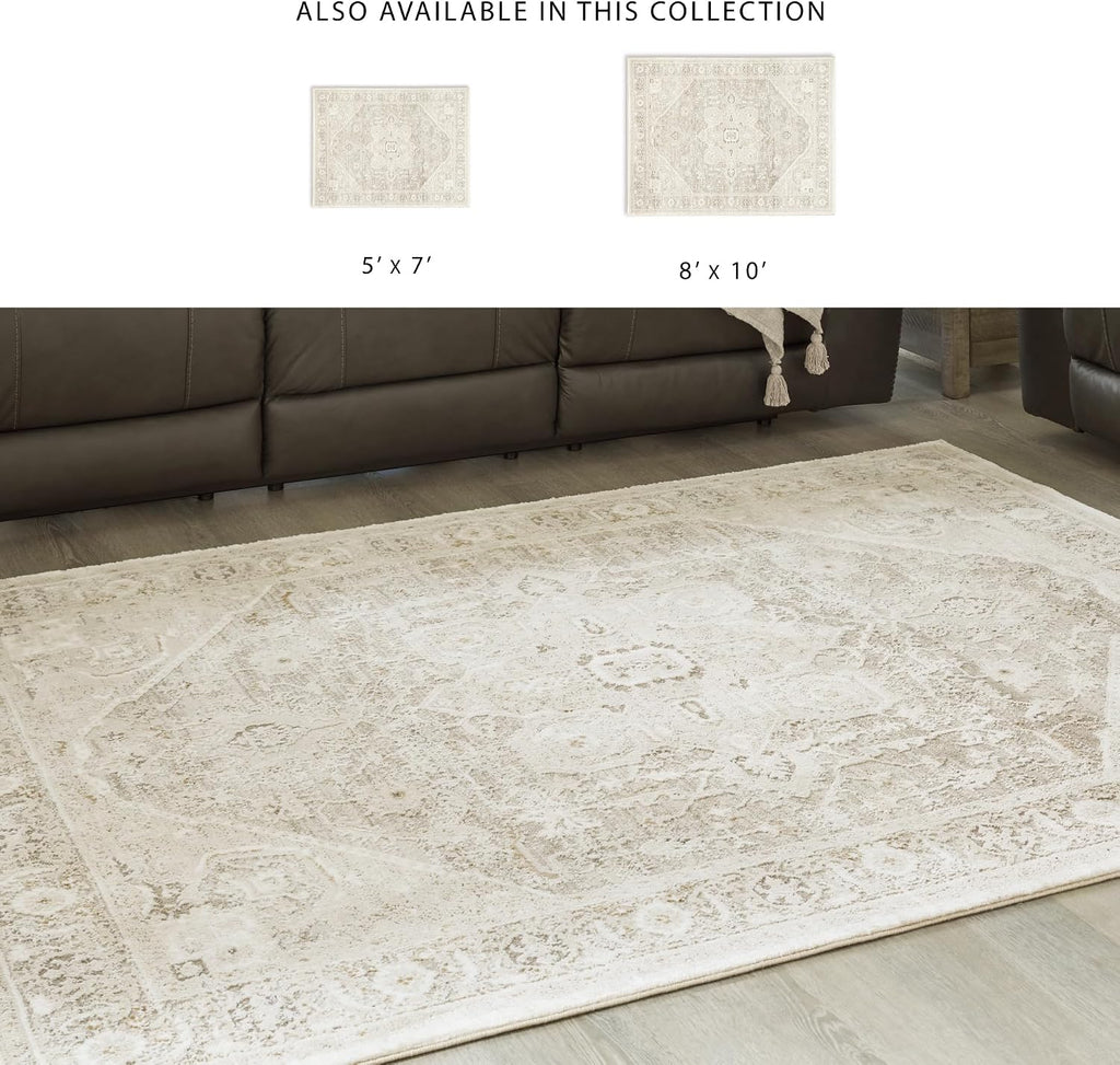 Area Rug, Neutral, Vintage Medallion