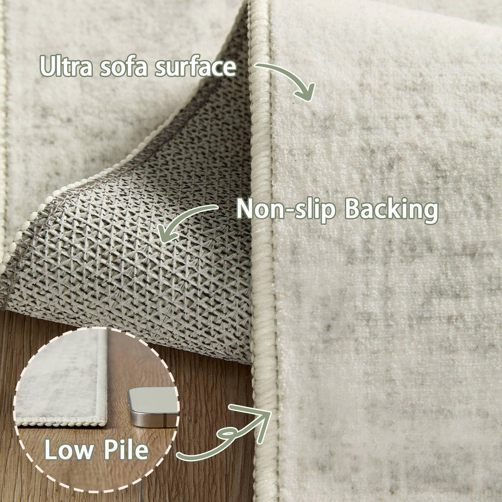 Washable Hallway Runner Rug Non Slip Ivory Rugs
