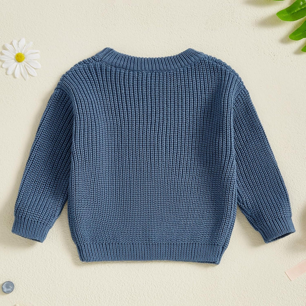 Toddler Baby Girl Boy Knit Sweater Round Neck Long Sleeve Pullover Sweatshirt Fall Winter Clothes